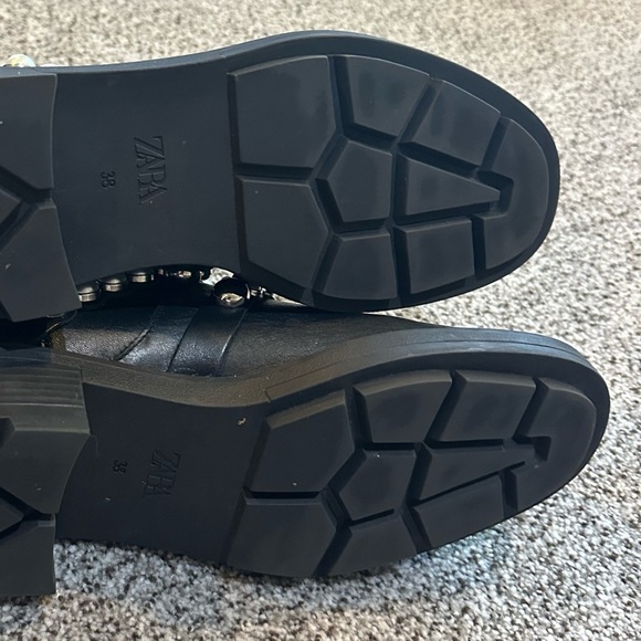 ZARA Size 38 US 8 Black Ankle Boots Pearls Studs R $178 - Picture 6 of 11